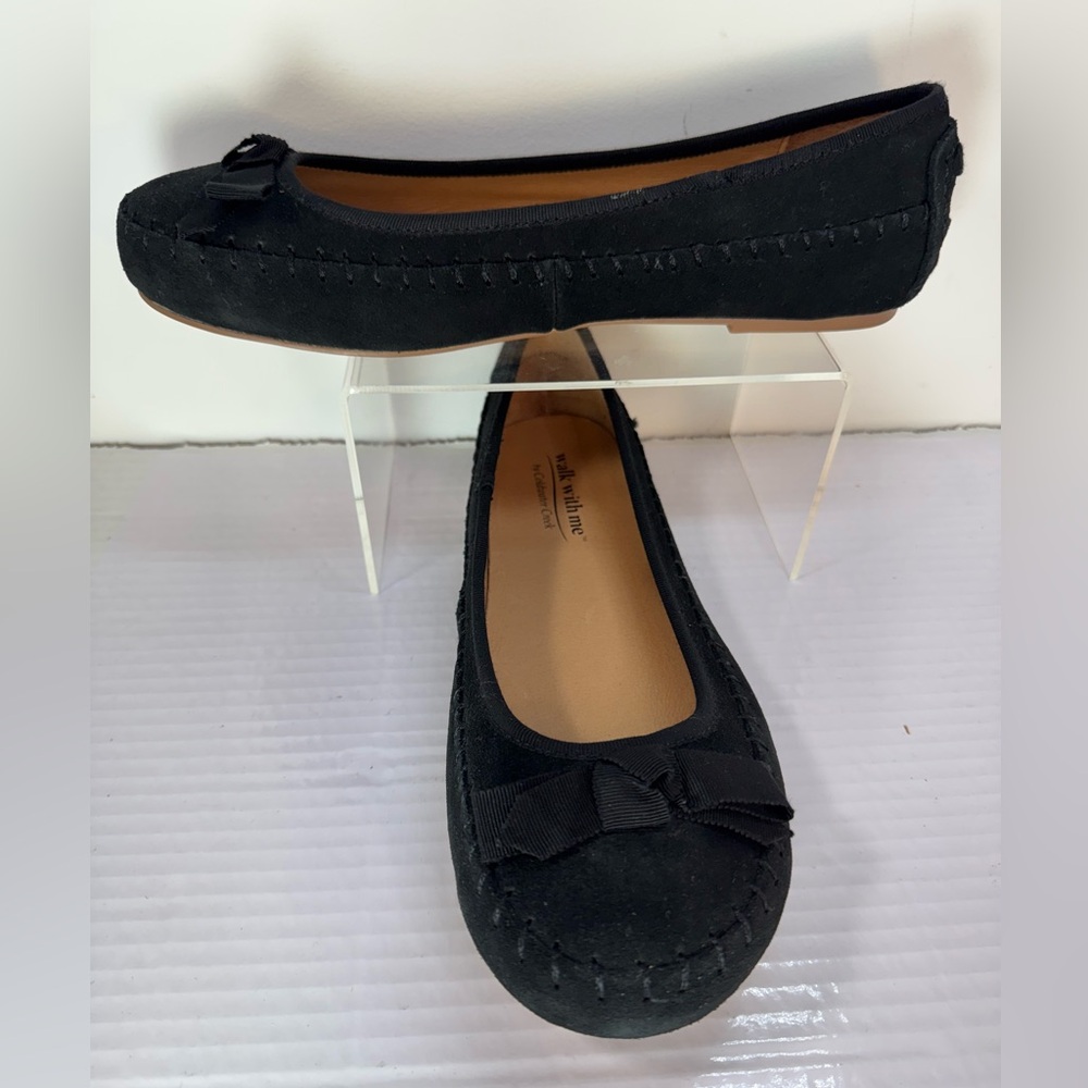 Coldwater Creek Heritage Black Suede Flats/Moccasins Size 8,5 NWOT - Picture 4 of 9